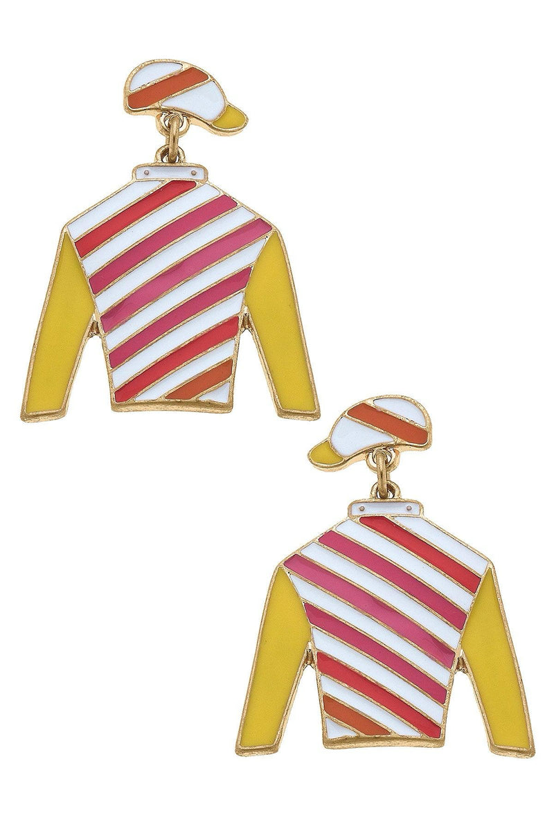 Ferdinand Jockey Pink Silk Enamel Earrings