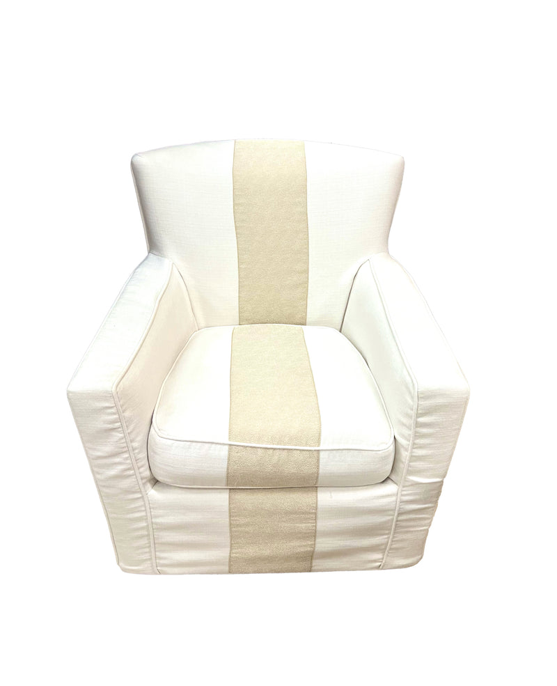 As-Is Beige Stripe Swivel Chair