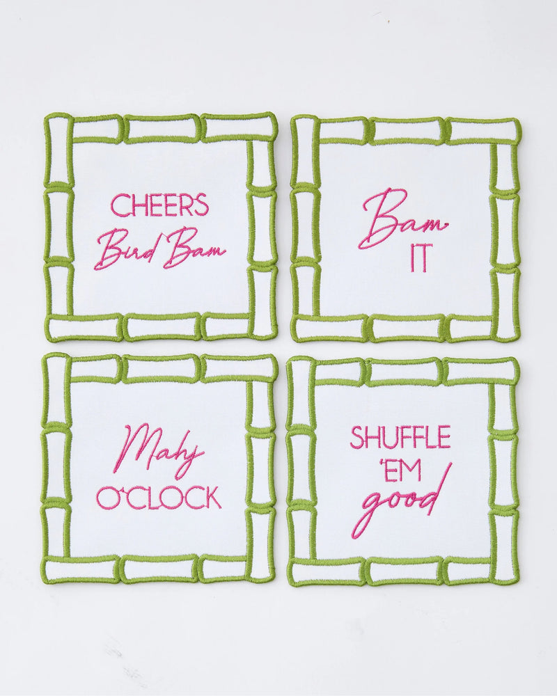 Set of 4 Bamboo Mahjong Cocktail Napkins