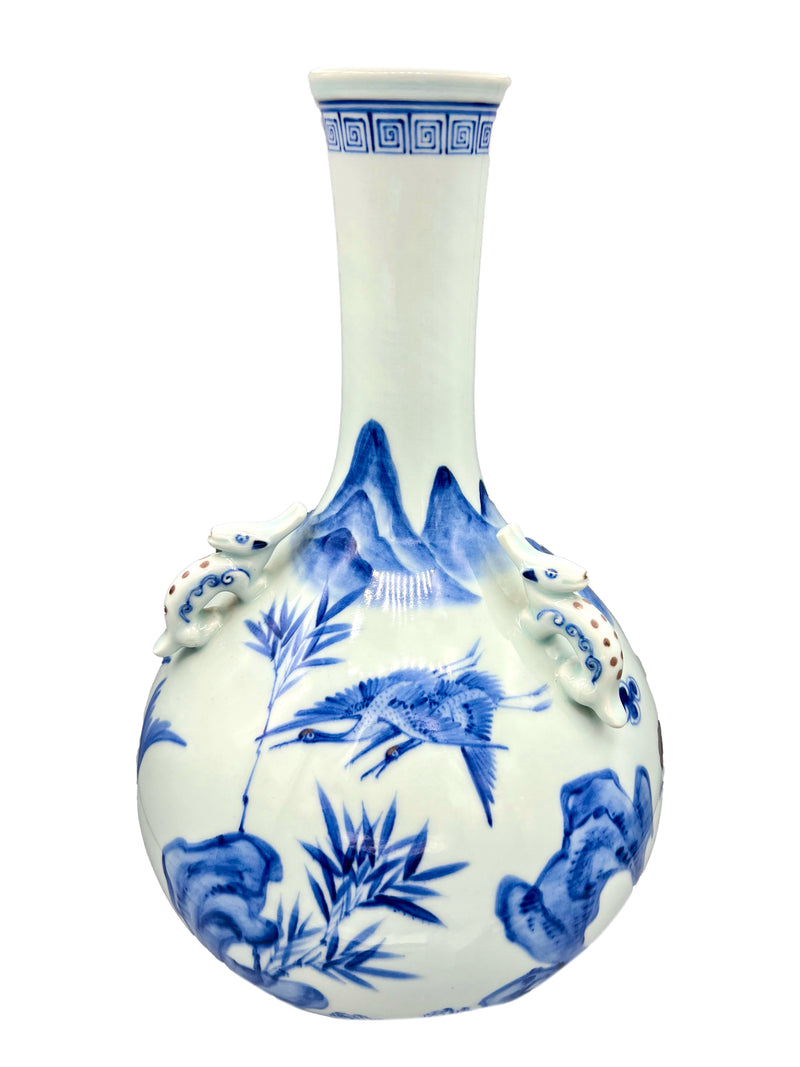 Porcelain Vase with 3 Ram Handles