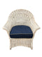 Light Wicker Chair with Navy Cushion