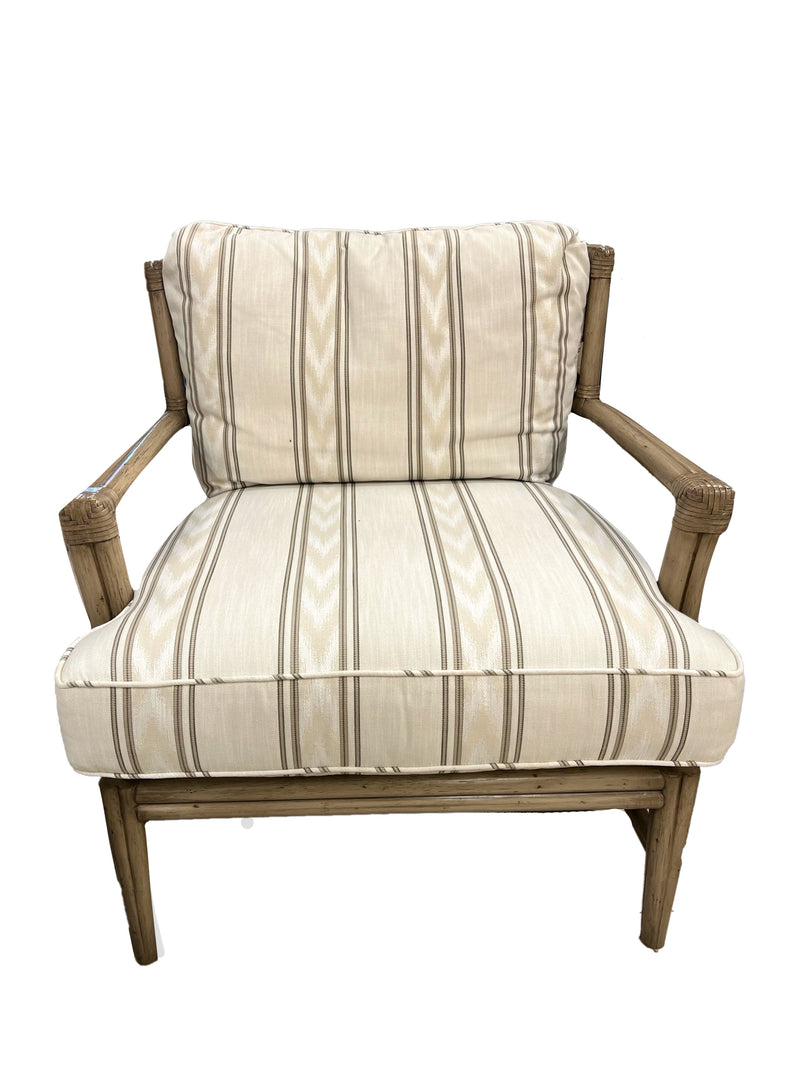 David Francis Rattan Arm Chair with Ottoman