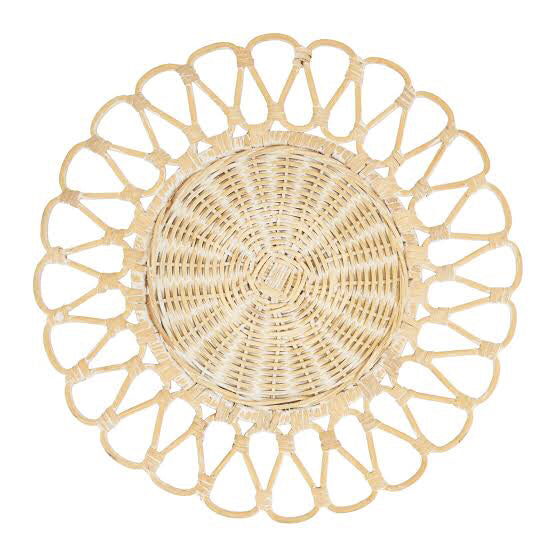 Set of 4 Round Natural Rattan Placemats