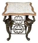 Elephant Base End Table with Marble Top