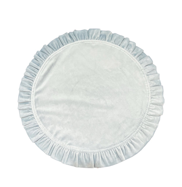 Set of 4 Round Ruffle Velvet Light Blue Placemats