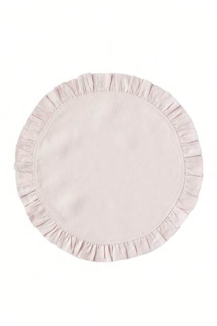 Set of 4 Round Ruffle Velvet Dusty Pink Placemats