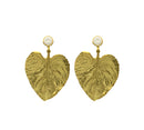 18K GO Leaf with Pearl Earrings