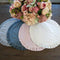 Set of 4 Round Ruffle Velvet French Blue Placemats