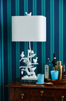 White Birds on Branch Table Lamp