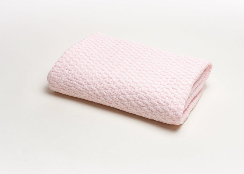 Stonewashed Basket Weave Pink Baby Blanket