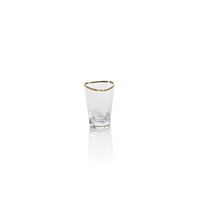 Set of 6 Triangular Shot Glasses with Gold Rim