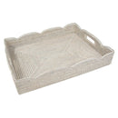 Large Scalloped Rattan Tray Cream