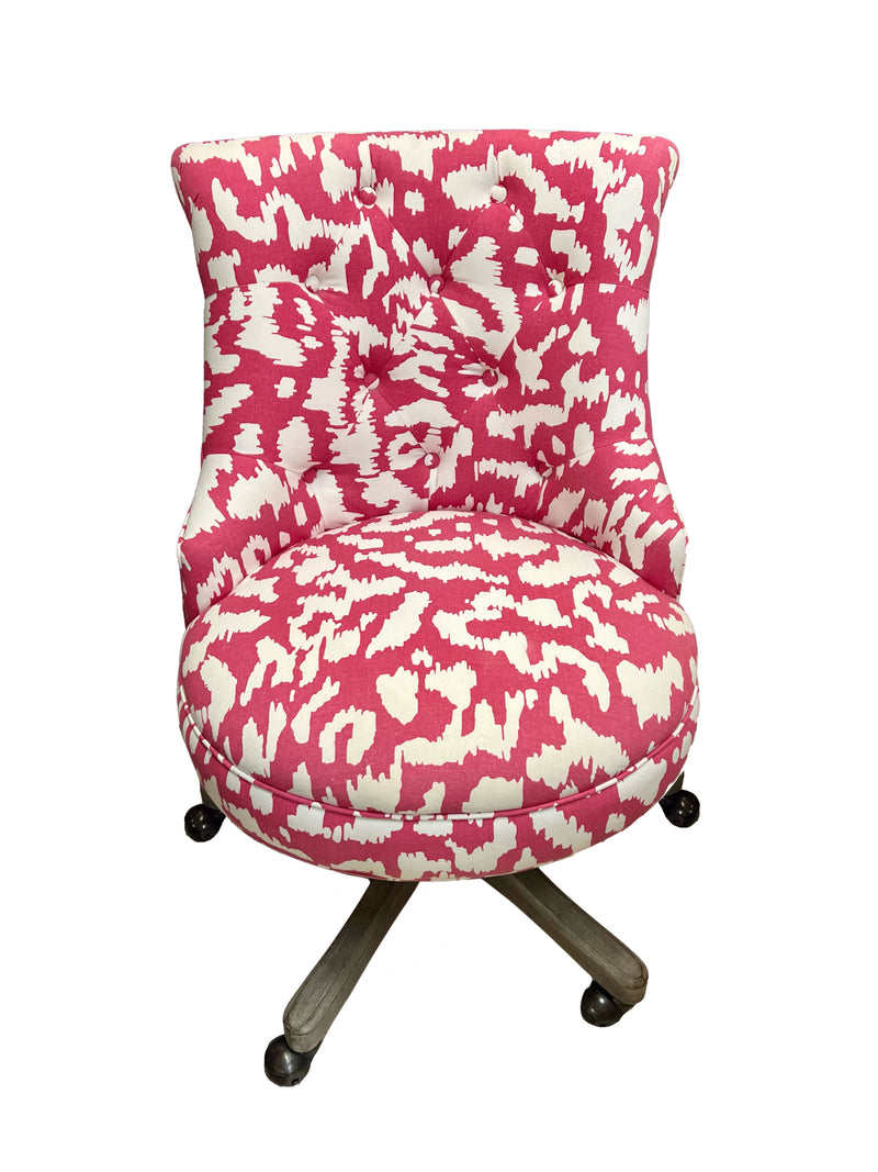 Pink and White Tufted Desk Chair