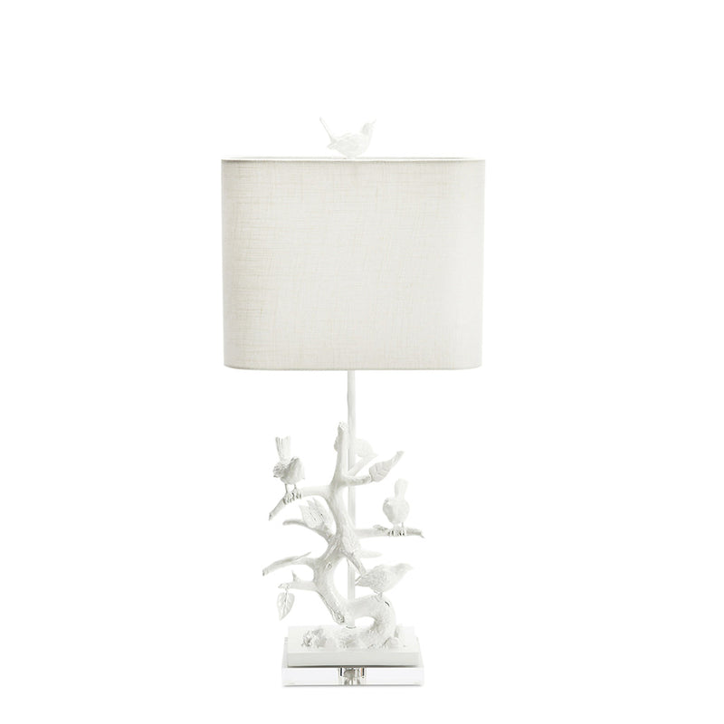 White Birds on Branch Table Lamp