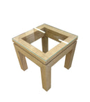 Natural Raffia End Table with Glass Top