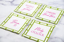 Set of 4 Bamboo Mahjong Cocktail Napkins