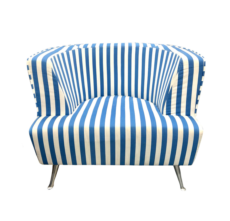 Blue and White Striped Chair